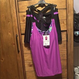 ZeroXposur Purple and Black Women's Swim Dress size XXL (16/18)